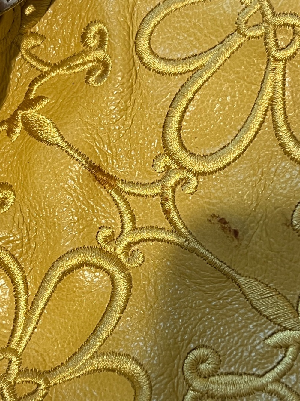 Brighton Yellow Embroidered Floral Leather Shoulder Bag - Picture 12 of 13